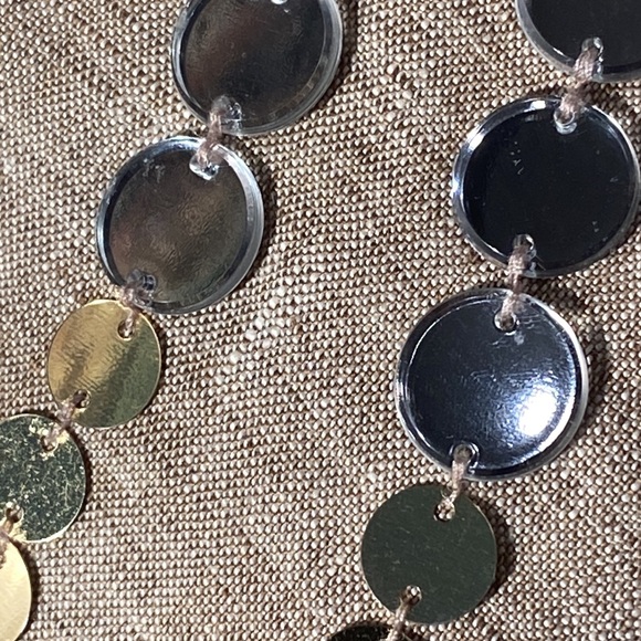 TORY BURCH - linen tank tunic w little mirror discs surrounding neck, zip - 8 - Picture 12 of 16